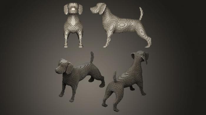 نموذج ثلاثي الأبعاد لآلة CNC التماثيل الحيوانية الكلب من المكعبات
